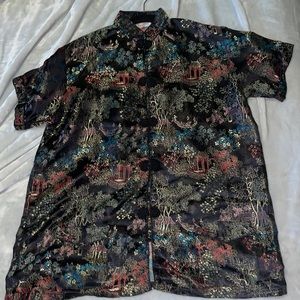Vintage two piece chinese print shirt and pants